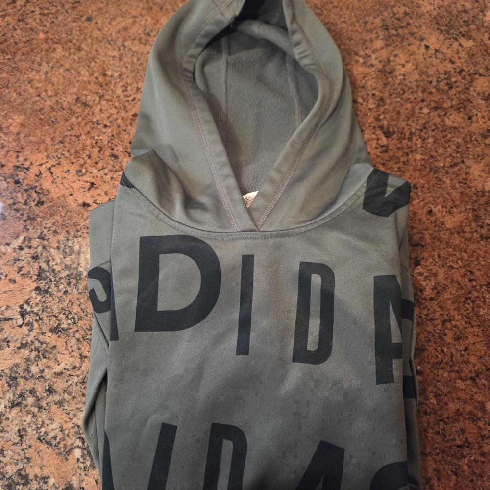Adidas Kids Olive Hoodie with Black Logo